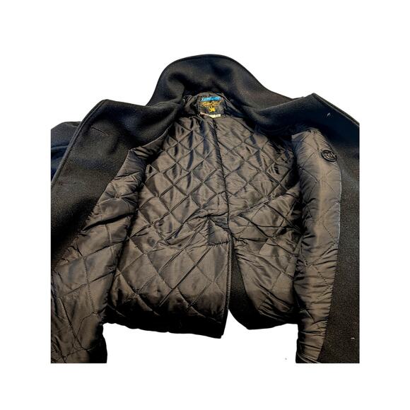 Vtg Spiewak Black Peacoat Mens 46 Wool Naval Double Breasted Golden Fleece Coat - Picture 8 of 12